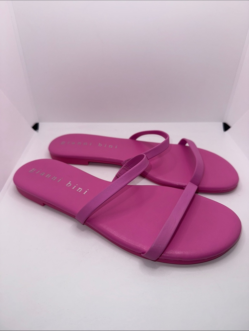 Gianni Bini Kaydie Sandals Pink Leather Slides Women’s 6.5